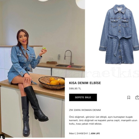 Zara Denim Long Sleeve Dress - Picture 16 of 16